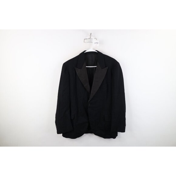 Vtg 30s Bespoke Mens 38R Wool Silk Trim Prom Tuxedo Suit Coat Jacket Black USA - Picture 1 of 16